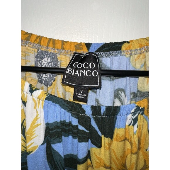 Coco Bianco Womens Size Small Top Bell Sleeves Tie Front Floral India - Picture 3 of 7